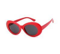HPIRME Gafas de sol ovaladas de montura pequeña Vintage para mujer, gafas de Hip Hop de plástico para mujer, gafas de sol para hombre, C5 rojo gris, talla única