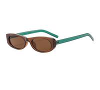 Gafas de sol ovaladas estilo ojo de gato vintage para mujer, modernas, con montura pequeña, UV400, color té verde, con estuche y paño.