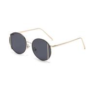Gafas de sol ovaladas para mujer y hombre, marco de aleación de metal, lentes de resina, informales, versátiles, UV400, C1, talla única