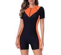 Gafas de sol para deportes acuáticos para primavera y verano con cremallera integrada, traje de baño de surf con protección solar Baywatch, color rojo, naranja, M