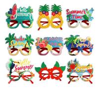 Gafas de sol para fiestas tropicales, gafas de sol en la playa, 9 pares de gafas de fiesta hawaianas | Fancy Dress Props Beach tema fiesta suministros decoraciones para niños adultos, accesorios de