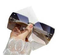 Gafas de sol para hombre y mujer, lentes de sol degradadas sin montura para hombres y mujeres, lentes de borde cortado para gafas al aire libre, azul, Talla única
