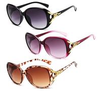 Gafas de sol para mujer, 3 unidades, estilo retro, filtro de luz azul, montura grande y moderna y protección UV400, gafas de sol para mujer para actividades al aire libre y estilo de moda