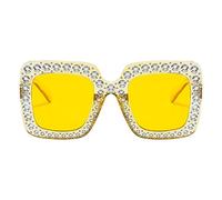 Gafas de sol para mujer con diamantes de imitación - Pantalla de brillante, montura cuadrada de gran tamaño, gafas de sol | Niñas al aire libre, en la playa, viajes, vacaciones