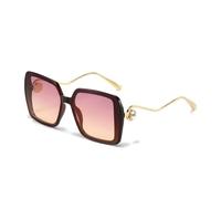 Gafas de sol para mujer con marco azul y amarillo, montura doble, decoración esférica dorada, moderna y moderna, Rojo oscuro, One Size