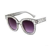Gafas de sol para mujer, diseño de estrella retro, protección UV400, marco de PC ligero, juegos de accesorios de moda para viajes al aire libre, vacaciones, ocio, negro brillante, gris (F)