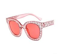 Gafas de sol para mujer, diseño de estrella retro, protección UV400, marco de PC ligero, juegos de accesorios de moda para viajes al aire libre, vacaciones, ocio, negro brillante, gris (G)