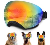 Gafas de sol para perro, lentes de sol reflectantes magnéticas, con correa ajustable para perros de tamaño mediano y grande (marco negro)