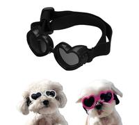 Gafas de sol para perros pequeños, protección UV, protección ocular con correa ajustable, forma de corazón, antivaho, para mascotas, perros, gafas de sol resistentes al viento, 6 colores (negro)