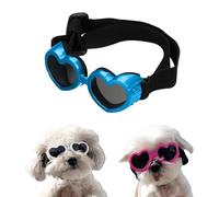 Gafas de sol para perros pequeños, protección UV, protección ocular con correa ajustable, forma de corazón, antivaho, para mascotas, perros, gafas de sol resistentes al viento, 6 colores (azul)