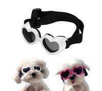 Gafas de sol para perros pequeños, protección UV, protección ocular con correa ajustable, forma de corazón, antivaho, para mascotas, perros, gafas de sol resistentes al viento, 6 colores (blanco)