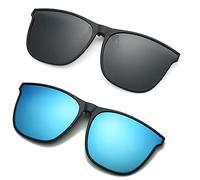 Gafas de Sol Polarizadas con Clip a la Moda para Hombres y Mujeres Protección UV400 Gafas Abatibles para Exteriores (Gris+Azul)