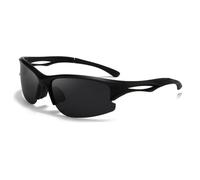 Gafas de sol polarizadas deportivas para mujer y hombre, protección UV400, medio marco, lentes amarillas, visión nocturna, ciclismo, correr, motocicleta, negro/gris