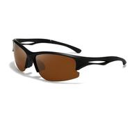 Gafas de sol polarizadas deportivas para mujer y hombre, protección UV400, medio marco, lentes amarillas, visión nocturna, ciclismo, correr, motocicleta, negro marrón