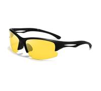 Gafas de sol polarizadas deportivas para mujer y hombre, protección UV400, medio marco, lentes amarillas, visión nocturna, ciclismo, correr, motocicleta, negro y amarillo