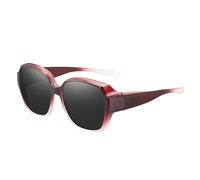 Gafas de sol polarizadas envolventes, gafas de sol que se ajustan sobre las gafas - Fitover Wrap-Around gafas para hombres y mujeres - Protección UV, montura cuadrada, sombra facial polarizada para