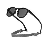Gafas de sol polarizadas flexibles para bebé con correa ajustable, parasol para uso al aire libre, protección UV 400, marco de silicona suave, lentes de sol para bebés de 0 a 48 meses, recién(Negro)