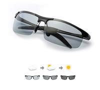 Gafas de sol polarizadas fotocromáticas para hombre, ideales para conducir, con montura rectangular y protección 100% contra los rayos UV (negro (deportivo)/descolorido) (talla: M)