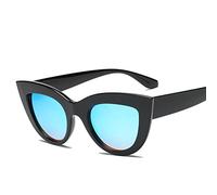Gafas de Sol Polarizadas,Gafas de Sol para Exteriores, Gafas de Sol Polarizadas Medio Negro Lentes Grises Lindas Mujeres Gafas de Sol de Ojo de Gato Retro para Damas Azul Espejado/Black E Blue/a