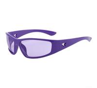 Gafas de sol polarizadas para hombre, UV400, ligeras, 30 g, con patillas curvas, marco negro, lentes grises, estrella hueca, color morado