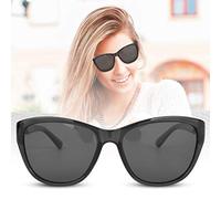 Gafas de Sol Polarizadas para Mujer, Estilo Vintage, Protección UV, Conducción Al Aire, 100% UVA/UVB, Marco de Metal, Color Negro té, 1 par (marco negro lente)