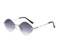 Gafas de sol poligonales para mujer, gafas de sol de moda sin montura con diamantes, gafas de sol para mujer estilo retro con rombos, estilo punk, gafas vintage con marco de metal, color gris deg