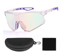 Gafas de Sol Rápidas para Hombre y Mujer, Gafas Ciclismo Fotocromaticas con Protección UV400, Gafas de Sol Deportivas, para ciclismo de montaña, pesca, golf Montura Blanca, Lentes Verdes (B)