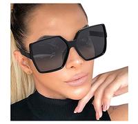 Gafas de sol rectangulares de gran tamaño para mujer, estilo retro, cuadradas, para fotografía, viajes, conducción, Negro, Taille unique