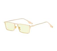 Gafas de sol rectangulares pequeñas con protección UV, para hombres y mujeres, lentes de metal cuadradas, marco vintage, gafas deportivas Dropship UV400, C10goldlight Yellow, Talla única