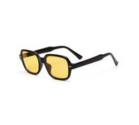 Gafas de sol rectangulares retro para mujer, decoración de uñas a la moda, lentes transparentes tipo océano, gafas de sol para hombre, gafas de sol con protección UV400, color negro y amarillo.