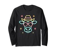 Gafas de Sol Redondas con Cara de Vaca Vaquera, diseño de Animal Rosa Manga Larga