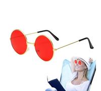 Gafas De Sol Redondas Hippie | Gafas Retro De Los Años 60 Gafas Coloridas | Accesorios De Trajes Para Mujeres Y Hombres Biseles Redondos | Occhiali Da Sole Tondi | Gafas De Piso Redondas | Fest