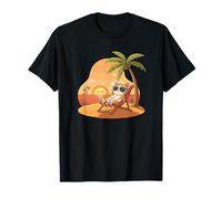 Gafas de Sol relajantes Cat Tropical Sunset Beach Camiseta