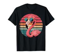 Gafas de sol retro con diseño de flamenco, divertidas vibraciones de playa de verano Camiseta