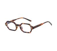 Gafas de sol retro con forma de rectángulo poligonal pequeño para mujer, con protección UV400, lentes transparentes con degradado, montura con remaches retro para hombre (leopardo transparente).