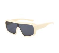 Gafas de sol retro de gran tamaño para mujer, resistentes al viento, de una pieza, a la moda, para hombre, para deportes al aire libre, estilo punk, con degradado (beige y gris)