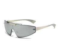 Gafas de sol retro estilo ojo de gato para hombre y mujer, de una pieza, con espejo degradado, UV400, para deportes al aire libre, estilo punk (espejo plateado)