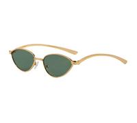 Gafas de sol retro estilo ojo de gato para mujer, montura metálica delgada, lentes ovaladas vintage, protección UV400, estilo años 90, gafas de moda para viajes, compras y fotografía, montura dor