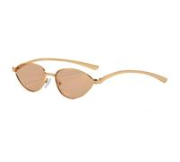 Gafas de sol retro estilo ojo de gato para mujer, montura metálica delgada, lentes ovaladas vintage, protección UV400, estilo años 90, gafas de moda para viajes, compras y fotografía, montura dor