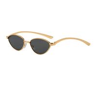 Gafas de sol retro estilo ojo de gato para mujer, montura metálica delgada, lentes ovaladas vintage, protección UV400, estilo años 90, gafas de moda para viajes, compras y fotografía, montura dor