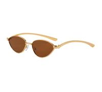 Gafas de sol retro estilo ojo de gato para mujer, montura metálica delgada, lentes ovaladas vintage, protección UV400, estilo años 90, gafas de moda para viajes, compras y fotografía, montura dor