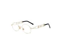 Gafas de sol retro para hombre, montura de metal, doradas y negras, ovaladas, UV400, doradas transparentes, 1