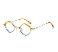 Gafas de sol retro pequeñas poligonales cuadradas para mujer, lentes degradadas transparentes color océano, protección UV400, gafas de sol punk de moda para hombre, naranja azul transparente, 1