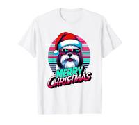 Gafas de Sol Retro Shih Tzu Merry Christmas Santa Dog Camiseta gráfica económica, Hombre, Blanco, L
