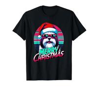 Gafas de Sol Retro Shih Tzu Merry Christmas Santa Dog Camiseta gráfica económica, Hombre, Negro, L