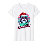 Gafas de Sol Retro Shih Tzu Merry Christmas Santa Dog Camiseta gráfica económica, Mujer, Blanco, S