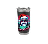 Gafas de sol retro Shih Tzu Merry Christmas Santa Dog Vaso térmico de acero inoxidable de doble pared
