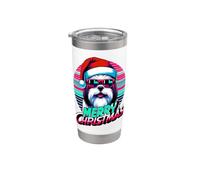 Gafas de sol retro Shih Tzu Merry Christmas Santa Dog Vaso térmico de acero inoxidable de doble pared