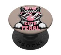 Gafas de Sol Rosas con diseño de Gato Lindo Pero Salvaje PopSockets PopGrip Adhesivo