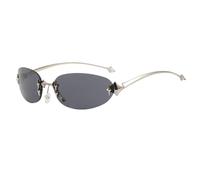 Gafas de sol sin marco, modernas, para mujer, estilo retro, de metal, decorativas, con diseño decorativo, UV400, color gris.